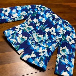 White House Black Market Blue Floral Blazer